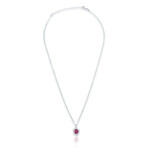 Estate // 18K White Gold Diamond + Ruby Necklace // 16"