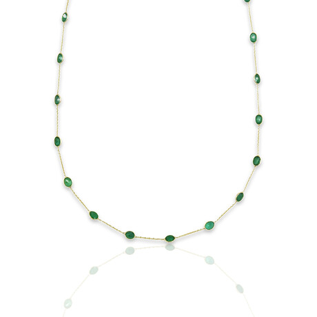 Estate // 18K Yellow Gold Emerald Necklace // 18"// Pre-owned