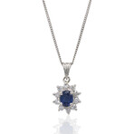 Estate // Platinum Diamond Sapphire Necklace // 16"// Pre-owned