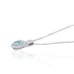 Estate // Platinum Diamond + Paraiba Tourmaline Necklace // 17"// Pre-owned