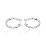 14K White Gold Diamond Hoop Earrings// Pre-owned