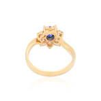 Estate // 18K Yellow Gold Diamond + Sapphire Ring // Ring Size: 5.75// Pre-owned