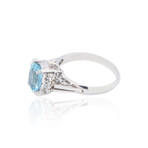 Estate // Platinum Diamond + Aquamarine Ring // Ring Size: 6.25// Pre-owned