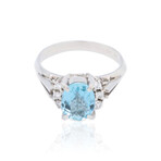 Estate // Platinum Diamond + Aquamarine Ring // Ring Size: 6.25// Pre-owned