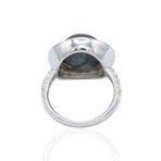 Estate // Platinum Diamond + Cats Eye Ring // Ring Size: 6.5// Pre-owned