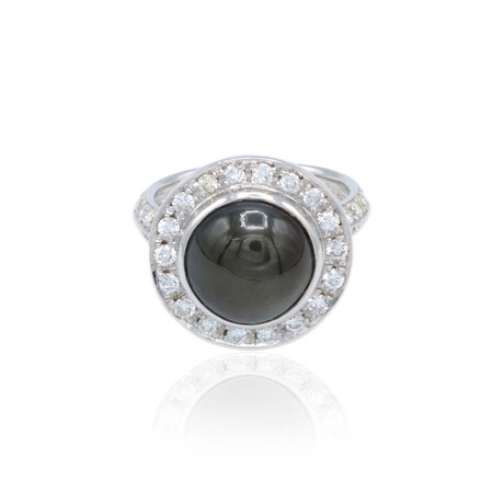 Estate // Platinum Diamond + Cats Eye Ring // Ring Size: 6.5// Pre-owned