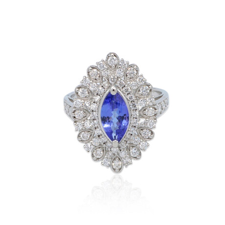 Estate Platinum Diamond Tanzanite Ring // Ring Size: 6.25// Pre-Owned