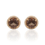 Estate // 14K Yellow Gold Diamond + Smoky Quartz Earrings// Pre-owned