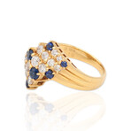 Estate // 18K Yellow Gold Diamond + Sapphire Ring // Ring Size: 7// Pre-owned