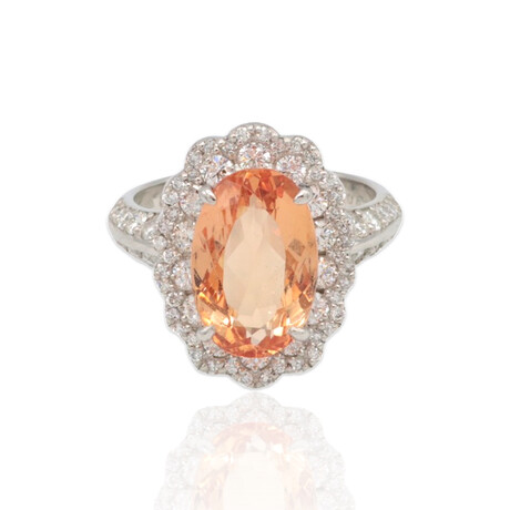 Estate // Platinum Diamond + Imperial Topaz Ring // Ring Size: 6.5// Pre-owned