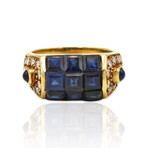 Estate // 18K Yellow Gold Sapphire + Diamond Ring // Ring Size: 6.25// Pre-owned