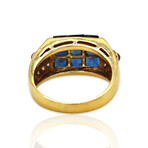 Estate // 18K Yellow Gold Sapphire + Diamond Ring // Ring Size: 6.25// Pre-owned