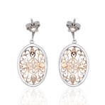 Estate // 14K White + Rose Gold Diamond earrings// Pre-owned