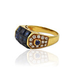 Estate // 18K Yellow Gold Sapphire + Diamond Ring // Ring Size: 6.25// Pre-owned