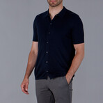 Short Sleeve Button Up Polo Shirt // Navy (2X-Large)