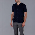 Short Sleeve Button Up Polo Shirt // Navy (2X-Large)