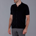 Short Sleeve Button Up Polo Shirt // Black (2X-Large)