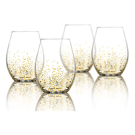 Gold Luster Stemless Glasses + White Box // Set of 4