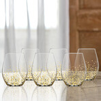 Gold Luster Stemless Glasses + White Box // Set of 4