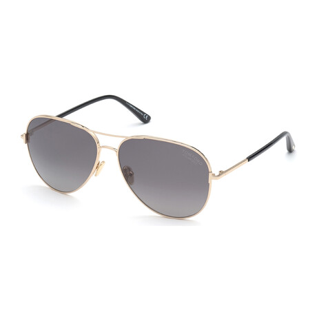 Unisex Clark Pilot Polarized Sunglasses // Rose Gold + Gray Mirror