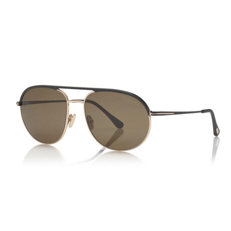 Men's Gio Aviator Polarized Sunglasses // Black-Gold + Brown