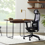 Halle Desk // American Walnut + Black Steel Legs