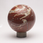 Large Red Jasper Sphere + Metal Base
