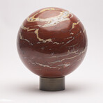 Large Red Jasper Sphere + Metal Base