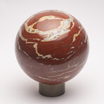 Large Red Jasper Sphere + Metal Base