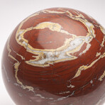 Large Red Jasper Sphere + Metal Base