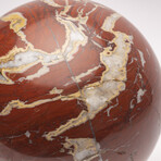 Large Red Jasper Sphere + Metal Base