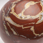 Large Red Jasper Sphere + Metal Base