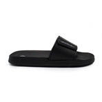Akademiks Men's Velcro Strap Slides // Black + Gray (10 M)