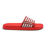 Akademiks Men's Stripe Slides // Red (8 M)