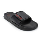 Akademiks Men's Velcro Strap Slides // Black + Red (8 M)
