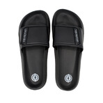 Akademiks Men's Velcro Strap Slides // Black + Gray (10 M)