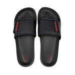 Akademiks Men's Velcro Strap Slides // Black + Red (8 M)