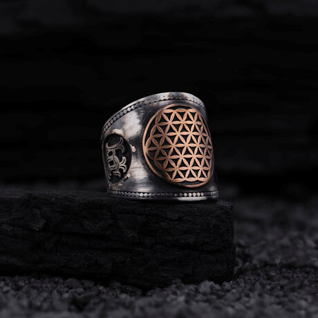 Flower of Life Silver Ring // Silver + Bronze (9)