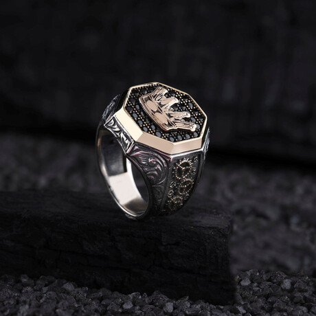 Silver King's Crown Ring // Silver + Bronze (9)