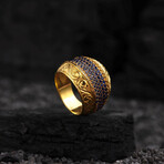 Blue Micro Stones Gold Plated Ring // Gold (9)