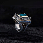 Chalchuite Silver Ring // Silver + Blue (9)