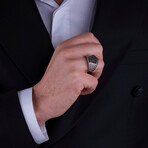 Pentagon Black Stones Ring // Silver + Black (9)