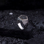 Pentagon Black Stones Ring // Silver + Black (9)