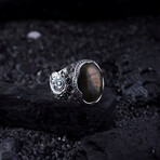 Labradorite Silver Ring // Silver + Brown (9)