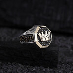 Silver King's Crown Ring // Silver + Bronze (9)