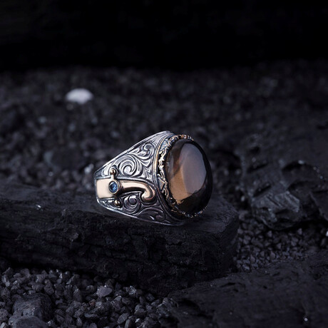 Quartz Silver Ring // Silver + Brown (9)