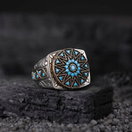 Micro Turquoise Ring // Silver + Bronze + Blue (9)