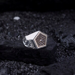 Citrine Pentagon Ring // Silver (9)