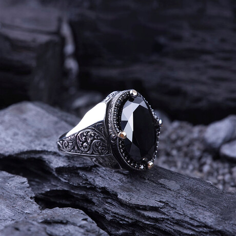 Onyx Silver Ring // Silver + Black (9)