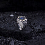 Pentagon Navy Stones Ring // Silver + Blue (9)